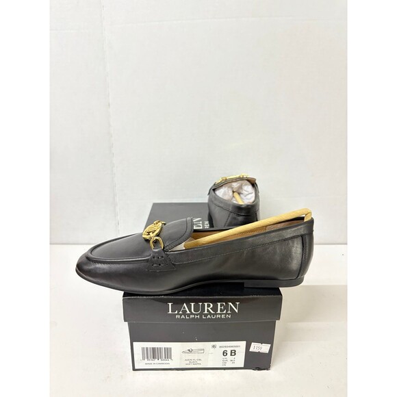 LAUREN Ralph Lauren Womens Averi Black Nappa Leather Slip On Loafer Black Sz 6B - Picture 2 of 6